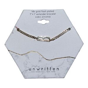 Unwritten Cubic Zirconia Initial Link Bracelet 14K Gold Plated "B" NWT